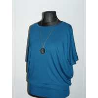 Bluzka Sonia w luźnym stylu oversize krótki rękaw - indygo